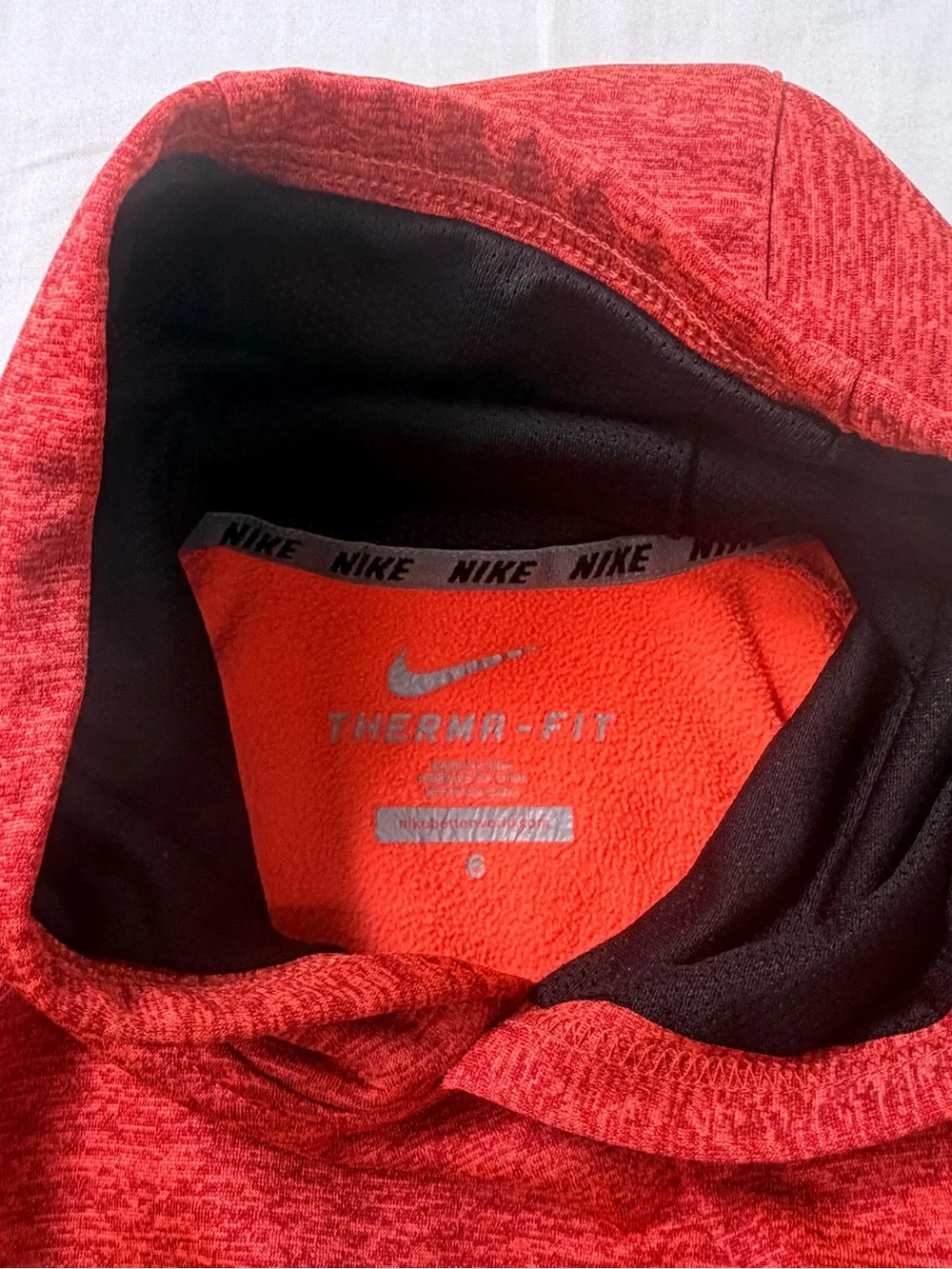 Nike Therma -Fit Boys 6 Orange Fleece Hoodie Great Outdoors Pullover Sweatshirt
